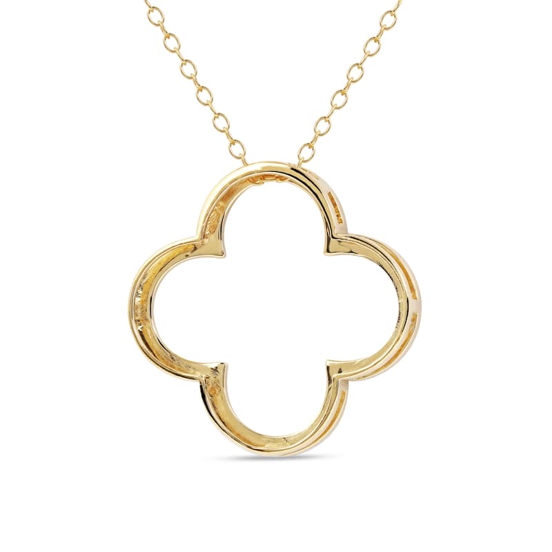 1/6ct - 1ct TDW Diamond 14K Gold Open Clover Pendant Necklace for Women