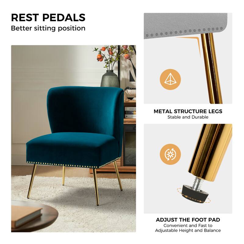 Celtia Modern Velvet Accent Side Chair with Nailhead Trim by HULALA HOME