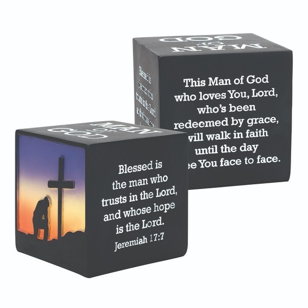3” Black “Man of God” Tabletop Cube - N/A