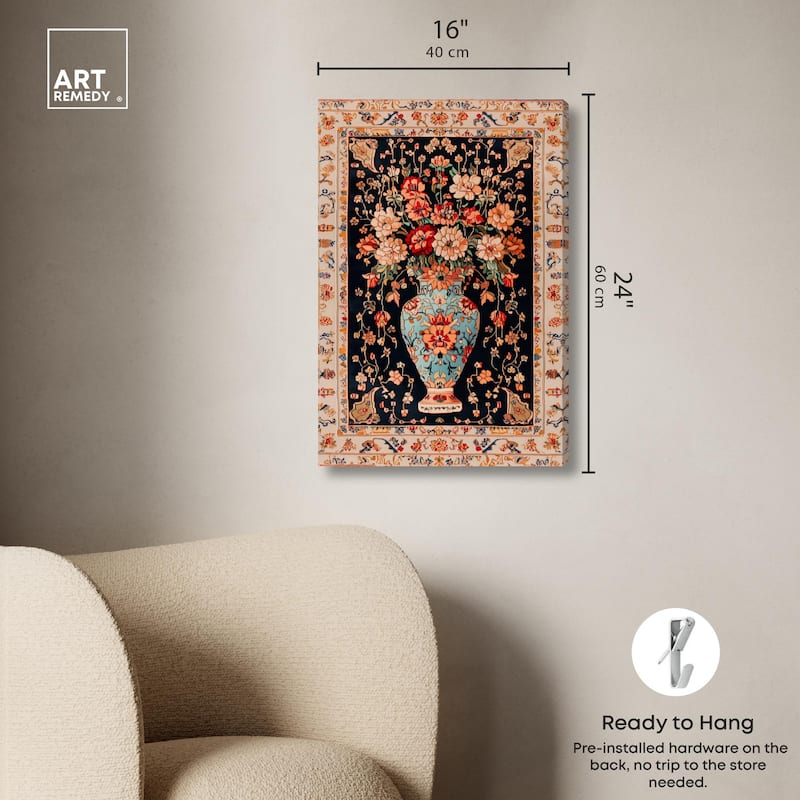 Persian Vase and Flowers II Canvas by Art Remedy, Gallery Wrapped