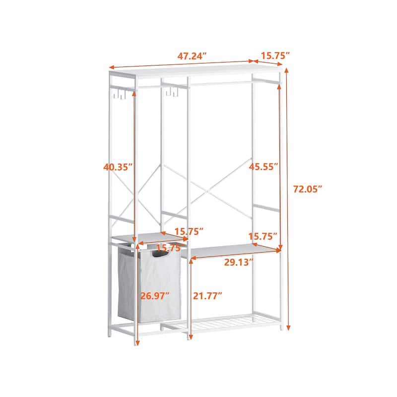 Freestanding Clothing Rack with Bottom Mesh Storage Rack