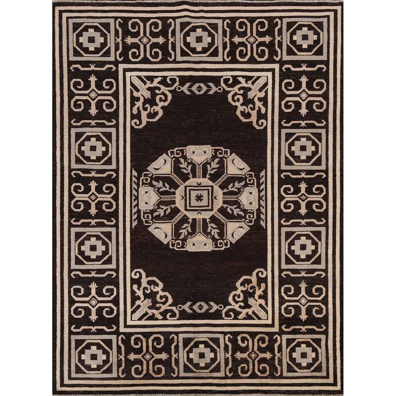 Vegetable Dye Gabbeh Kashkoli Wool Area Rug Hand-knotted Office Carpet - 5'7" x 7'9"