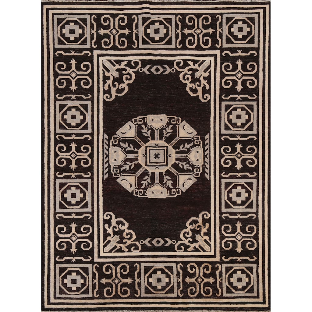 Vegetable Dye Gabbeh Kashkoli Wool Area Rug Hand-knotted Office Carpet - 5'7" x 7'9"