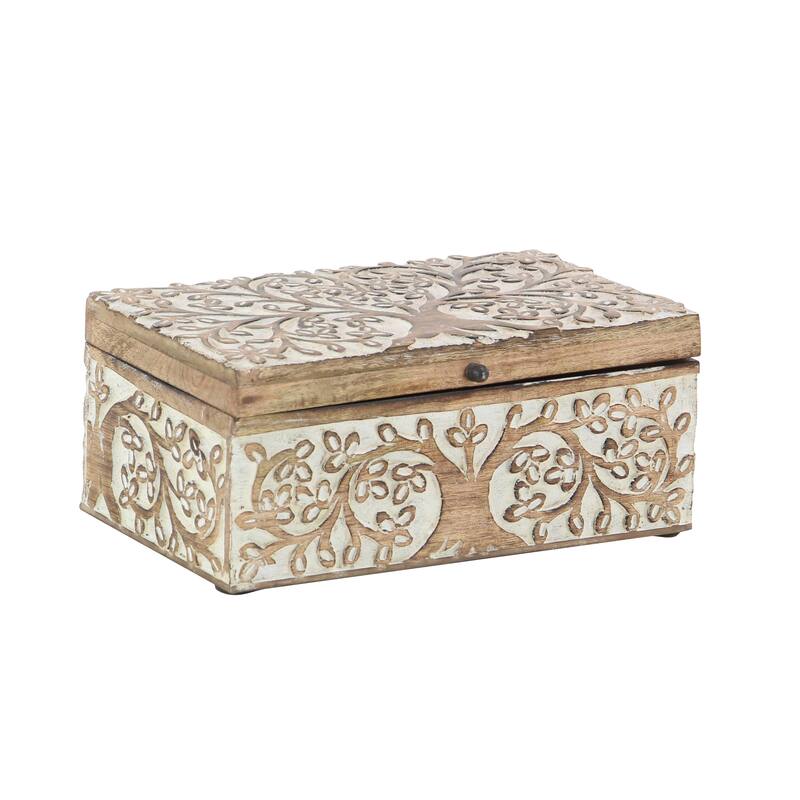 Wood Handmade Box with Hinged Lid (Set of 3)