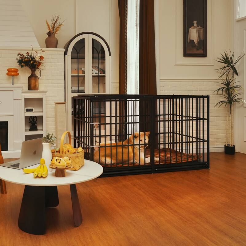 61" Extra Large Heavy Duty Dog Crate Dog Cage Strong Metal Dog Kennels and Pens Crates for Large Dogs - Black