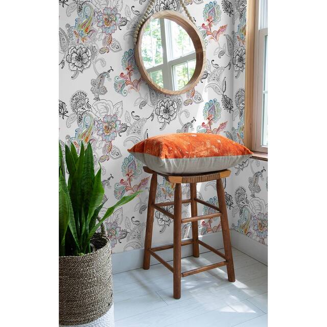 NextWall Paisley Floral Peel and Stick Removable Wallpaper - 20.5 in. W x 18 ft. L