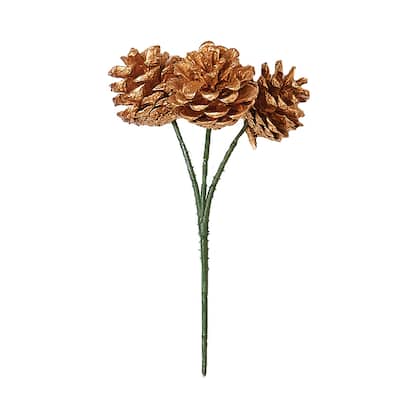 1.75" Gold Pine Cone Pick, Set of 12 - 1.75