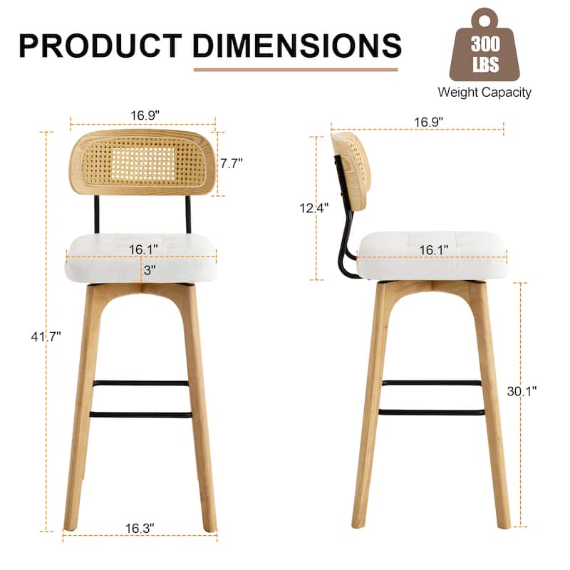 Swivel Bar Stool Set of 2/3/4 with Back Support