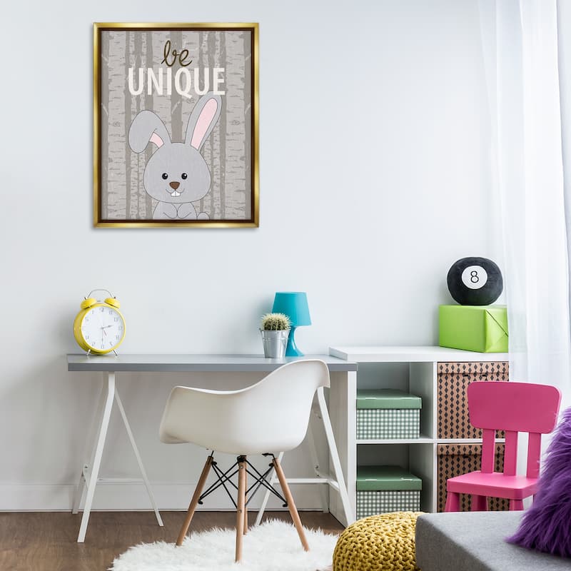 Stupell Be Unique Woodland Bunny Framed Floater Canvas Wall Art Design By Kim Allen
