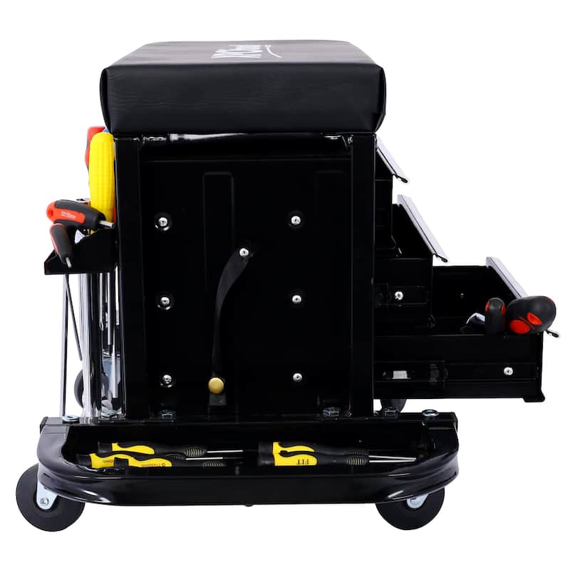 3-Drawer Rolling Tool Chest Seat With Side Trays, 350LBS Capacity - 27“Lx14”Wx16“H