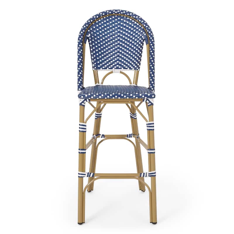 Kinner Outdoor Aluminum French Barstools (Set of 4) by Christopher Knight Home - 18.00" L x 23.75" W x 46.00" H