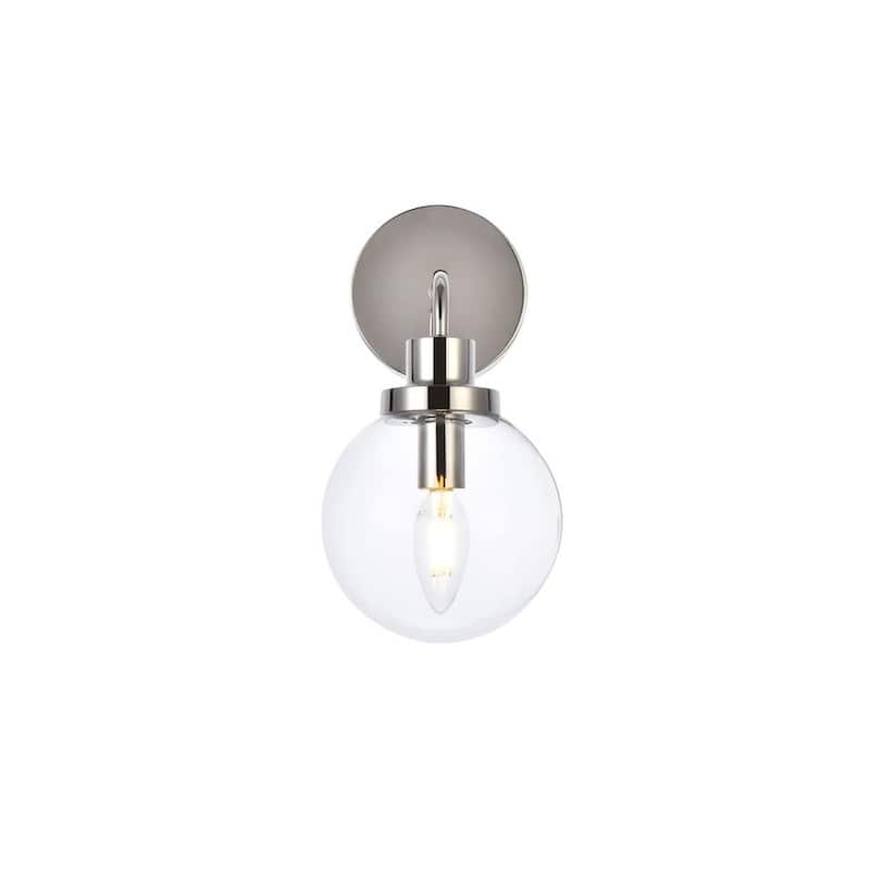 Elegant Lighting LD7031W8 Hanson 12" Tall Bathroom Sconce - Polished Nickel / Clear