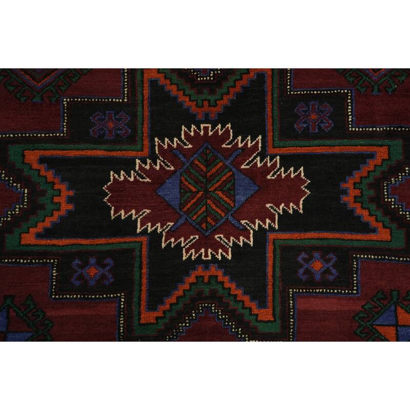 Hand Knotted Oriental 100% Wool Carpet Traditional Tribal Red Kazak Area Rug - 9' 9'' X 5' 2''