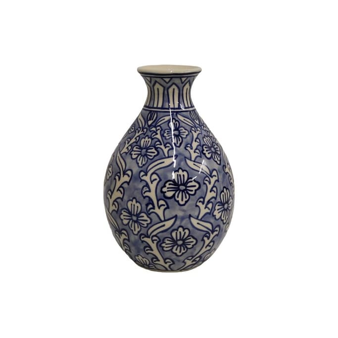 Home&Manor Ceramic Bottle Vase Light Blue