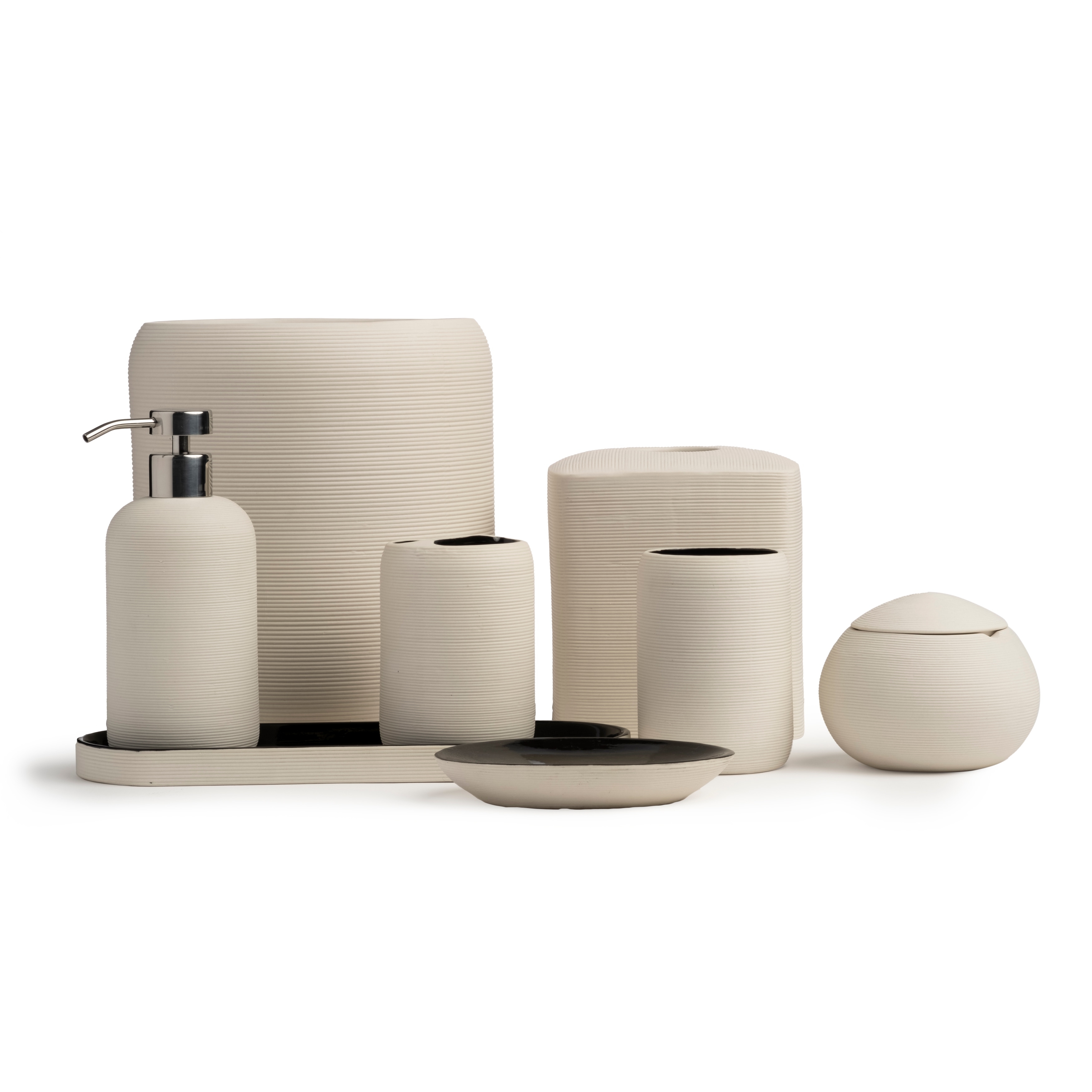 Kassatex Fillmore Ivory Ribbed Porcelain Bath Accessories