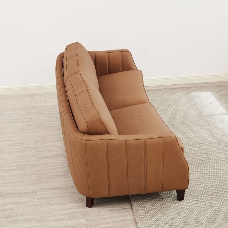 Hydeline Aria Top Grain Leather Sofa Loveseat and Chair Set with Feather Memory Foam and Springs