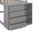 preview thumbnail 6 of 48, Floor Bunk Bed with Movable Storage Cabinet, Include 4 Storage Drawers and 3 Shelves, Solid Wood Bunkbeds Frame for Kids Teens