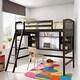 preview thumbnail 17 of 38, Twin size Loft Bed with Storage Shelves, Desk and Ladder, White Espresso