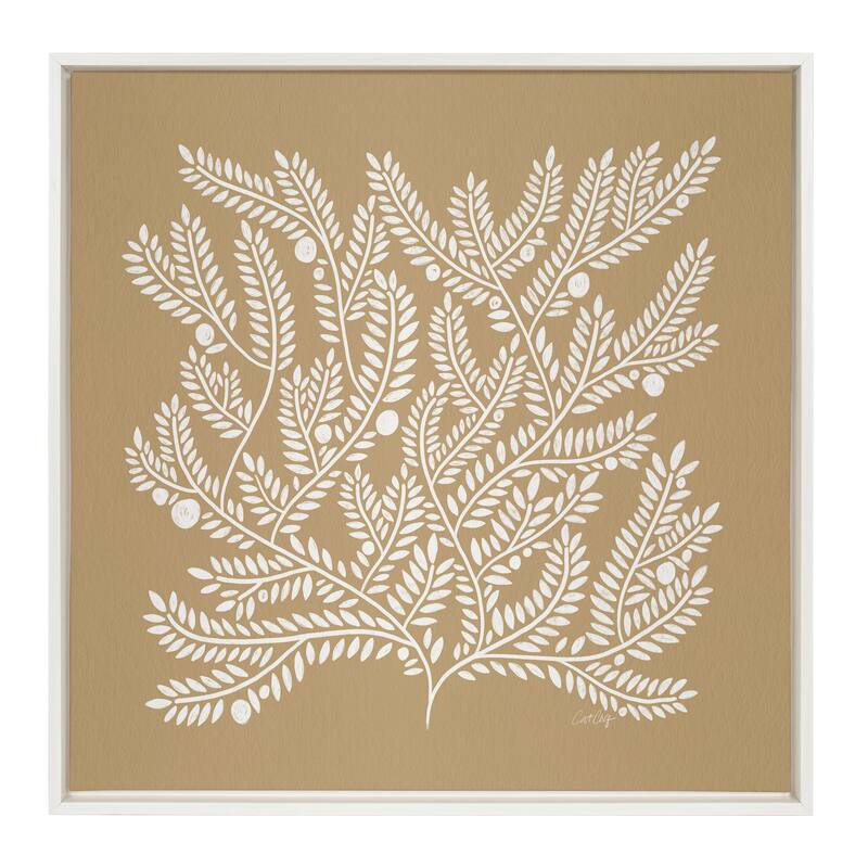 Kate and Laurel Sylvie Tan White Tree of Life Framed Canvas by Cat Coquillette