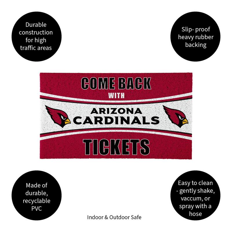 Arizona Cardinals 28 in. x 16 in. PVC "Come Back With Tickets" Trapper Door Mat