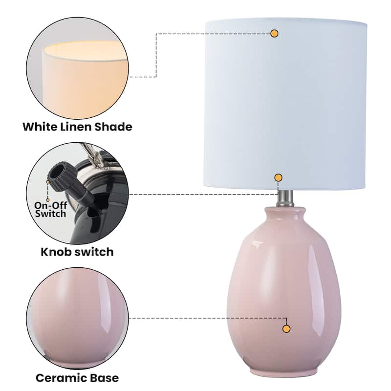 C Cattleya 19in Ceramic Table Lamp with Fabric Linen Shade