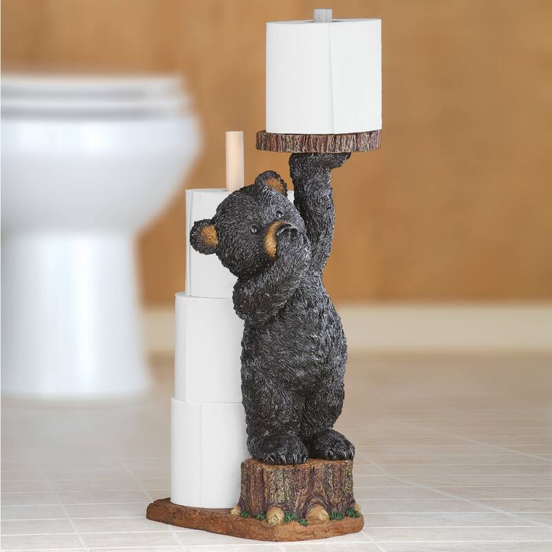 Northwoods Bear Toilet Paper Holder - Brown - 18.750 x 13.130 x 8.500 - Brown - 18.750 x 13.130 x 8.500