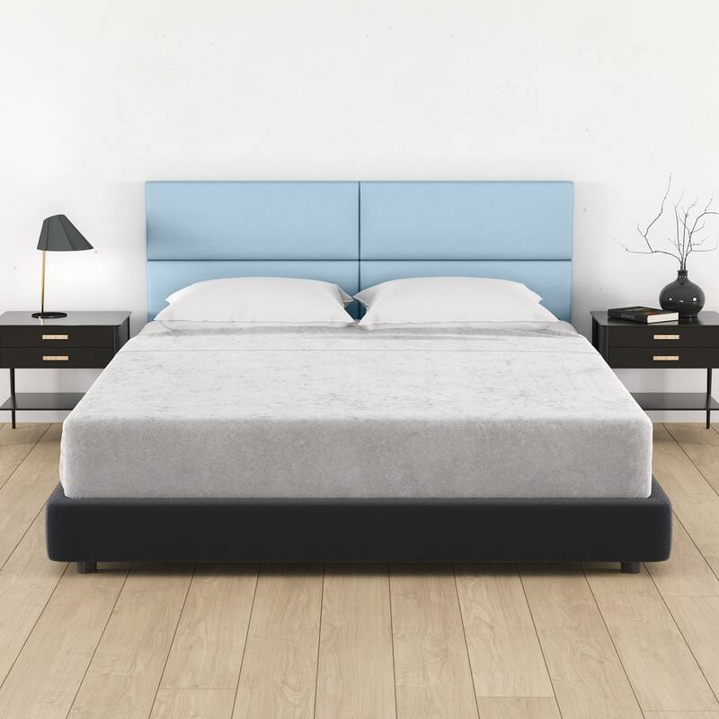 Jaxx Panelist Modern Padded Headboard in Premium Vegan Leather - Set of 4 Panels - Vegan Leather Bristle Blue - Queen