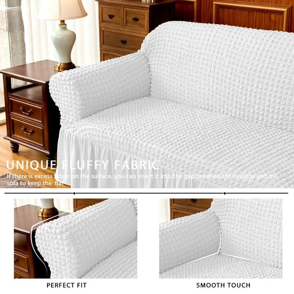 dimension image slide 3 of 4, Subrtex 1 Piece Armchair Slipcover Seersucker Skirt Stretch Spandex Furniture Protector