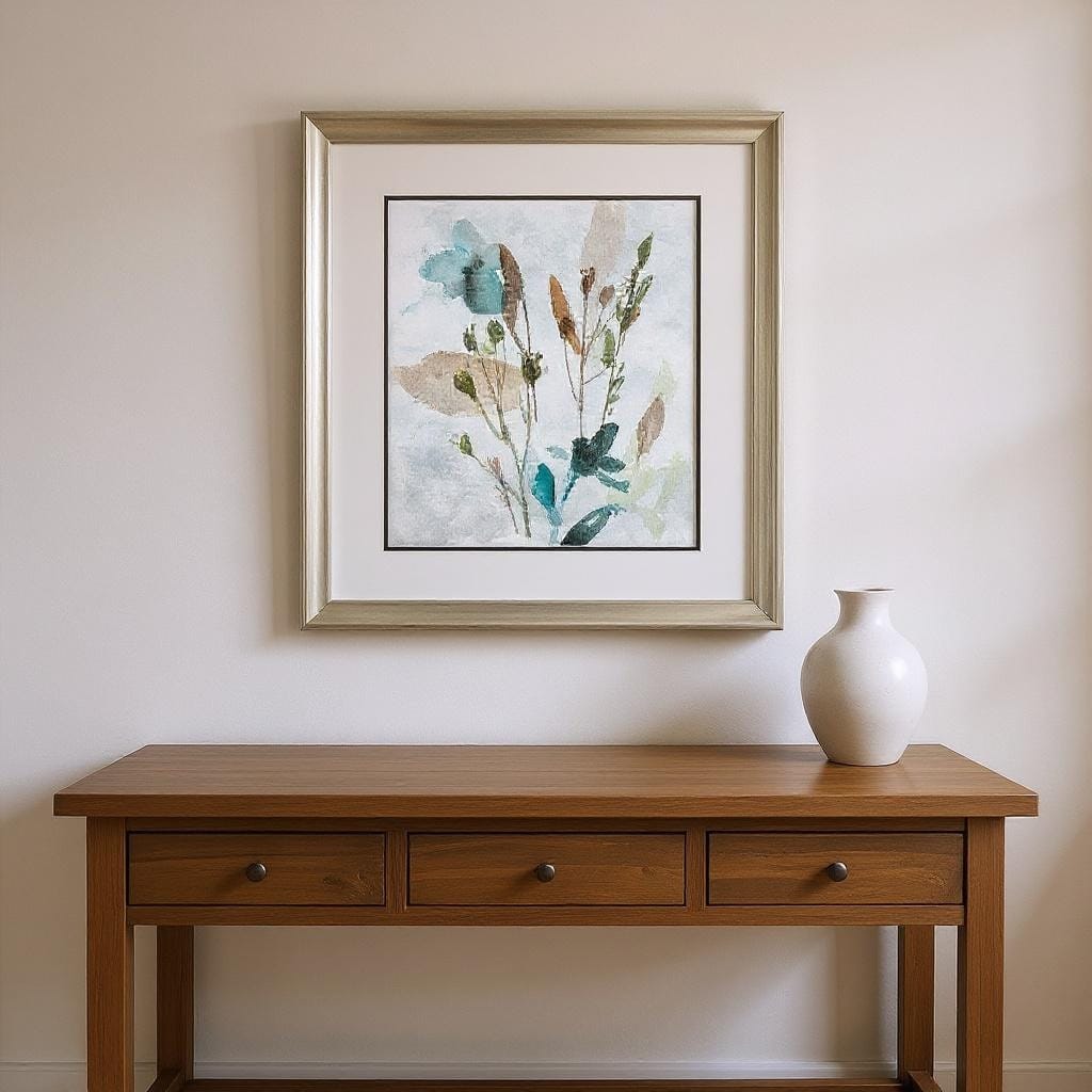 HomeRoots Set Of Two Watercolor Wildflower Silver Framed Wall Art