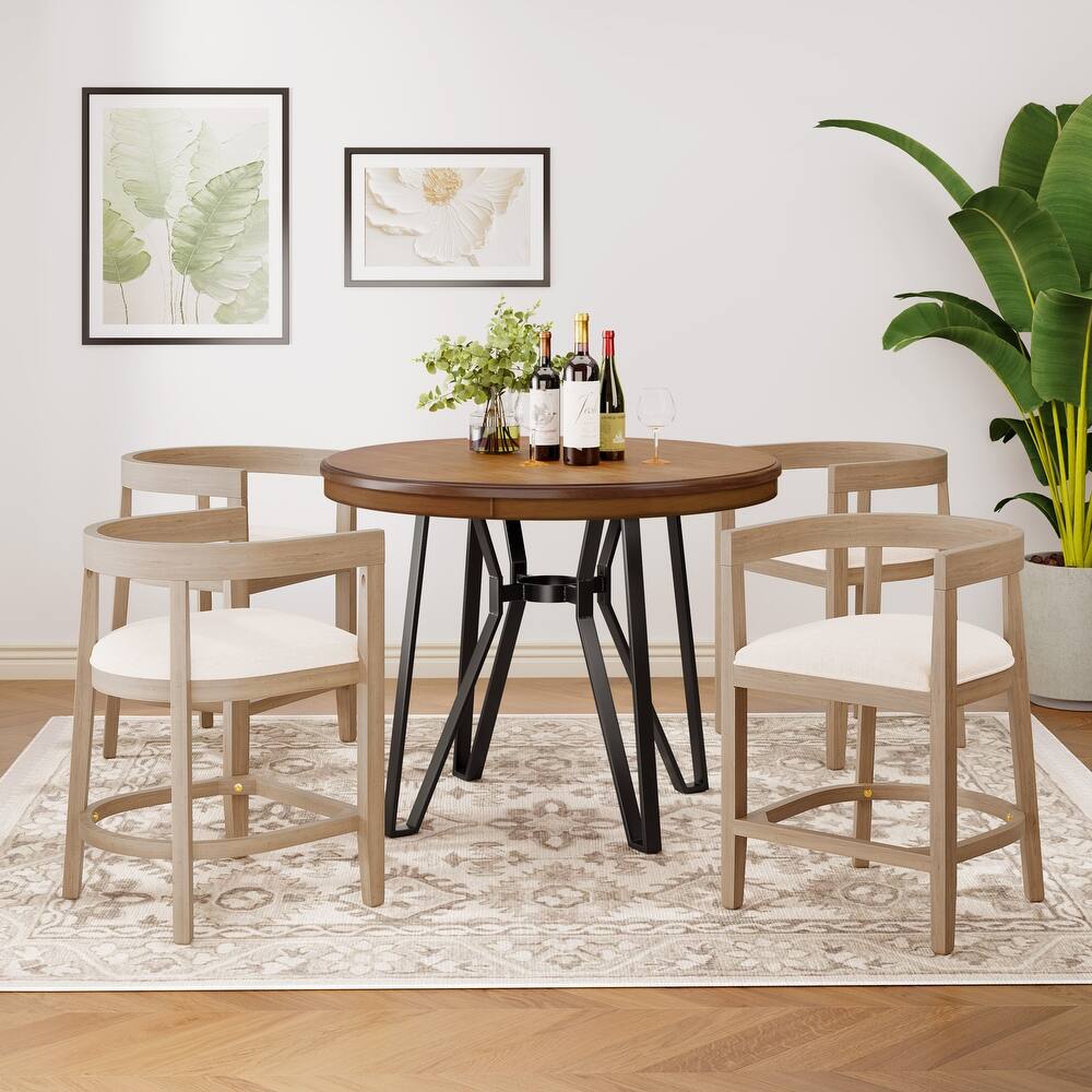 Ember 5-Piece Counter-Height Bar Set with Rubberwood Chairs and Ash Wood Table by Christopher Knight Home