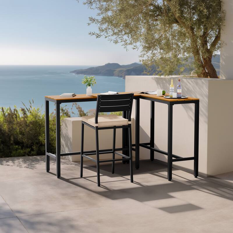 VredHom Outdoor Indoor Patio Rectangular Bar Table Pub Table