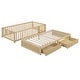 preview thumbnail 29 of 118, Wood Cribs Convertible Toddler Bed with Fence Guardrails and 2 Drawers Split into Independent Floor Bed and Daybed Slat Support