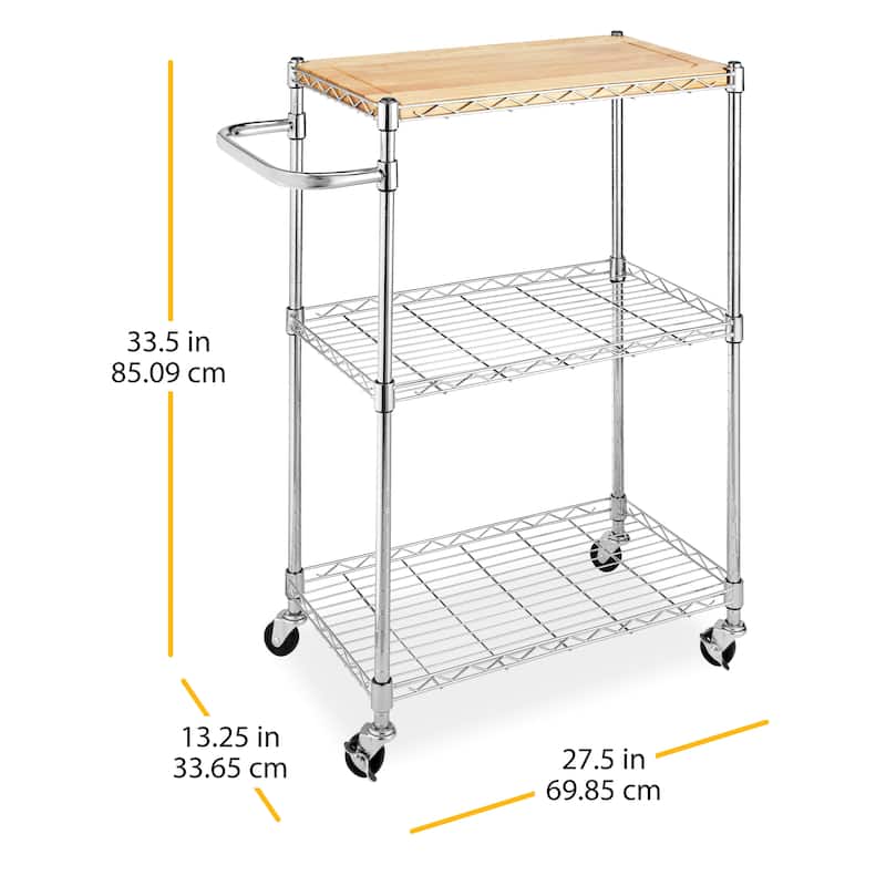 Whitmor Supreme Kitchen and Microwave Cart - Wood & Chrome