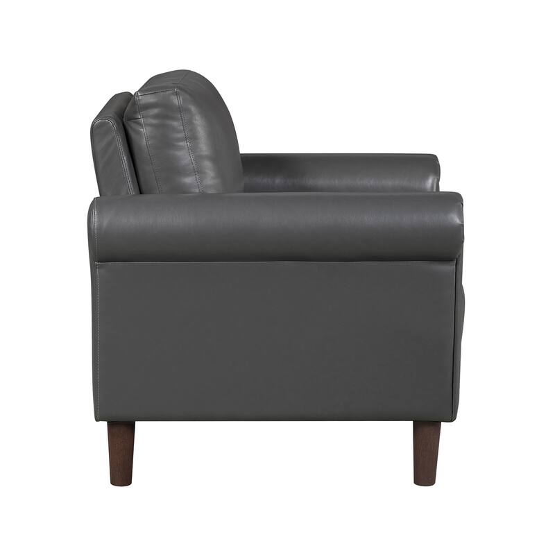 Frances 35" Faux Leather Living Room Chair - Brown Finish Exposed Feet