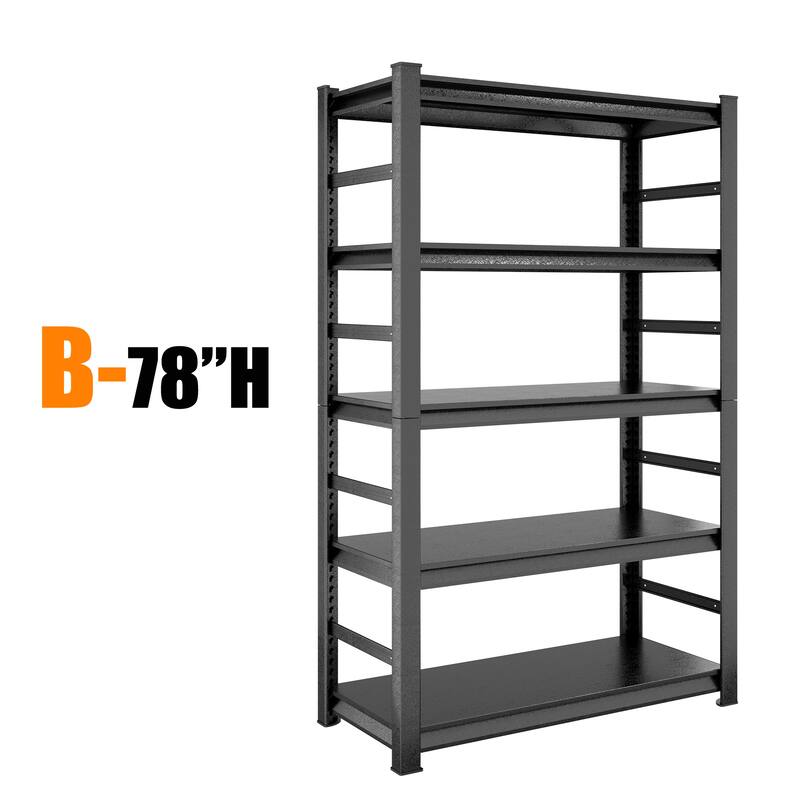 Storage Shelves 5 Tier Heavy Duty Metal Shelving Unit Adjustable Shelving Units and Storage Rack Kitchen Garage Shelf - Black