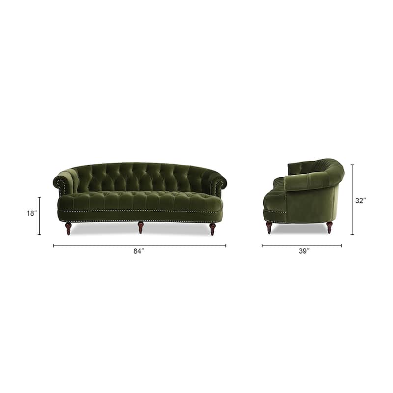 La Rosa 84" Mid-Century Modern Velvet Upholstered Chesterfield Tufted Sofa