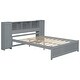 preview thumbnail 14 of 28, Full Platform Bed with Storage Headboard, Lockers & Pine Wood Frame, Grey