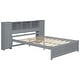 preview thumbnail 14 of 28, Full Size Platform Bed with Storage Headboard, 3 Shelves, 2 Side Lockers, Solid Pine Wood Frame, No Box Spring Required, Grey