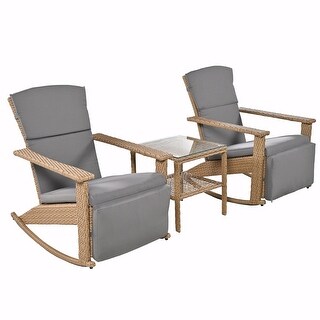 Double Rocker With Table Adjustable Wicker Double Rocking Chair Set with Coffee Table - Bed Bath ...
