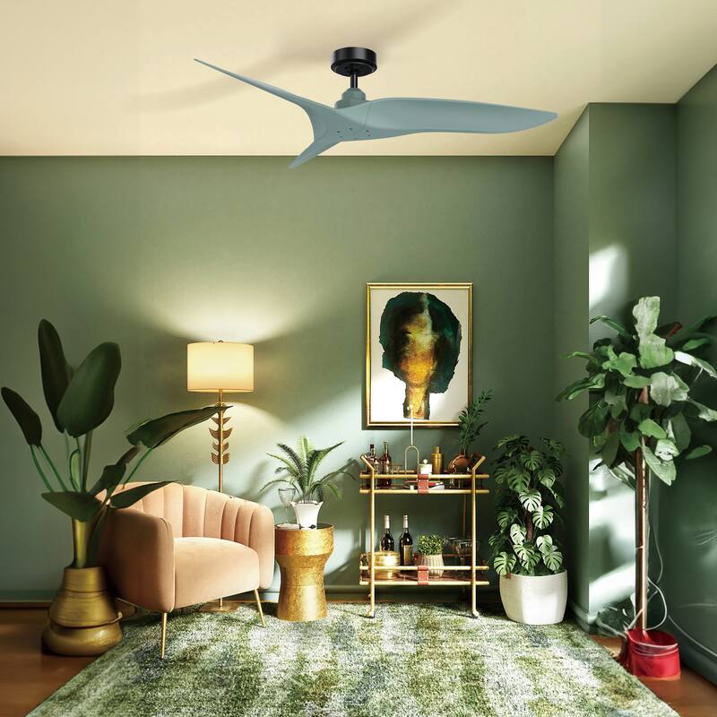 52" Modern ABS 3-Blade Indoor/ Outdoor DC Motor Ceiling Fan without Light