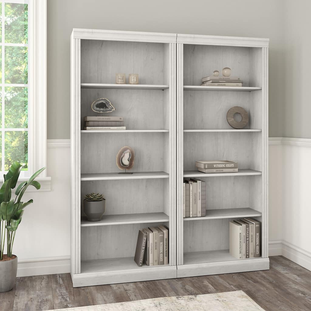 Saratoga Tall 5 Shelf Bookcase - Set of 2 by Bush Furniture