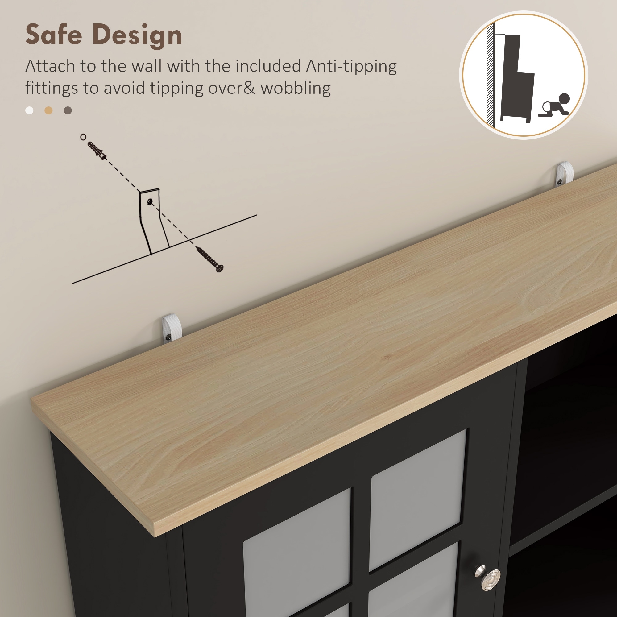 72" Freestanding Kitchen Pantry Cabinet