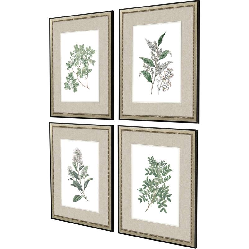 White Flowers S/4 Framed Art Giclee Under Glass