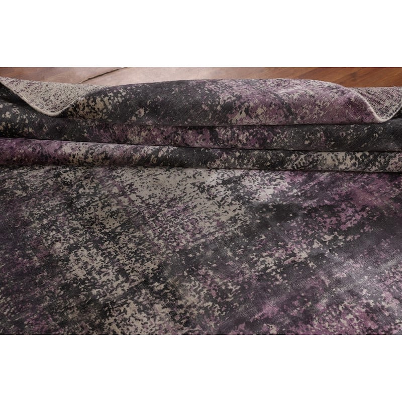 Colorful Abstract Area Rug Hand-Knotted Wool Carpet - 6'1" X 8'1"