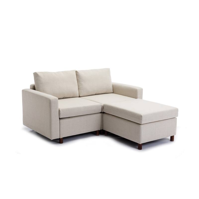 2Seat Module Sectional Sofa with Ottoman, NonRemovable Cushions Bed