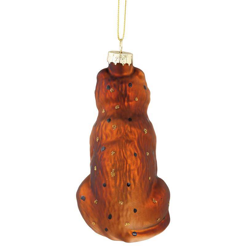 4" Glittered Jaguar and Cub Glass Christmas Ornament