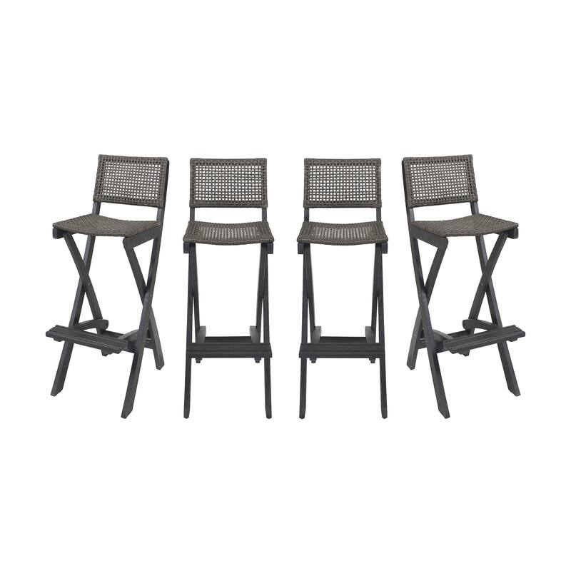 Polaris Acacia Wood Outdoor Folding Barstools (Set of 4) by Christopher Knight Home