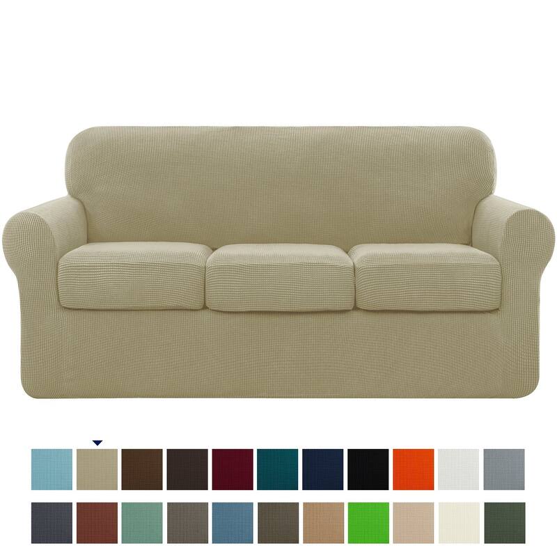 Subrtex Sofa Separate Cushion Soft Cover Slipcover Furniture Protector - Sofa - Sand
