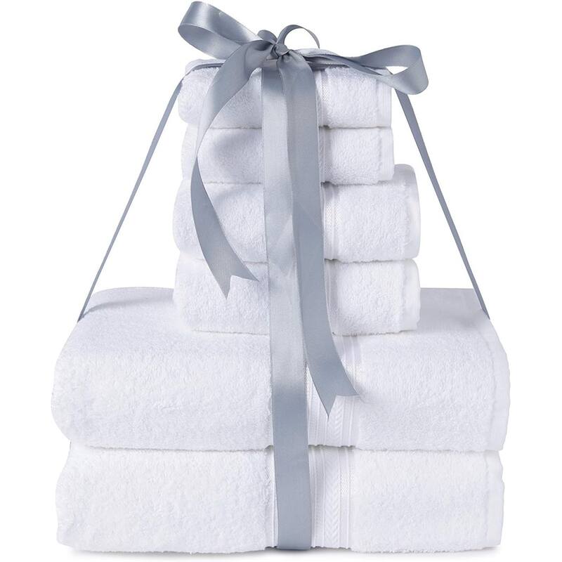 Décor&More BathEssentials 100% Cotton Extra Heavy 6 Piece Bath Towel Set - White