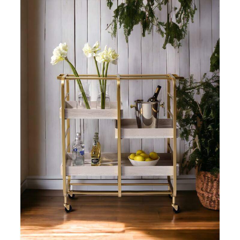 Vorrik Gold & White Washed Finish Serving cart